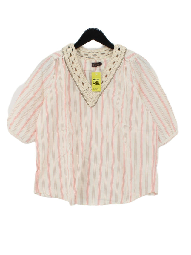 Mulberry Women's Blouse UK 14 Pink Cotton with Linen