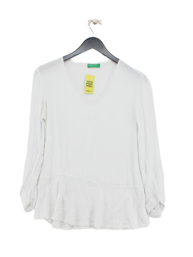 United Colors Of Benetton Women's Top XS White 100% Viscose