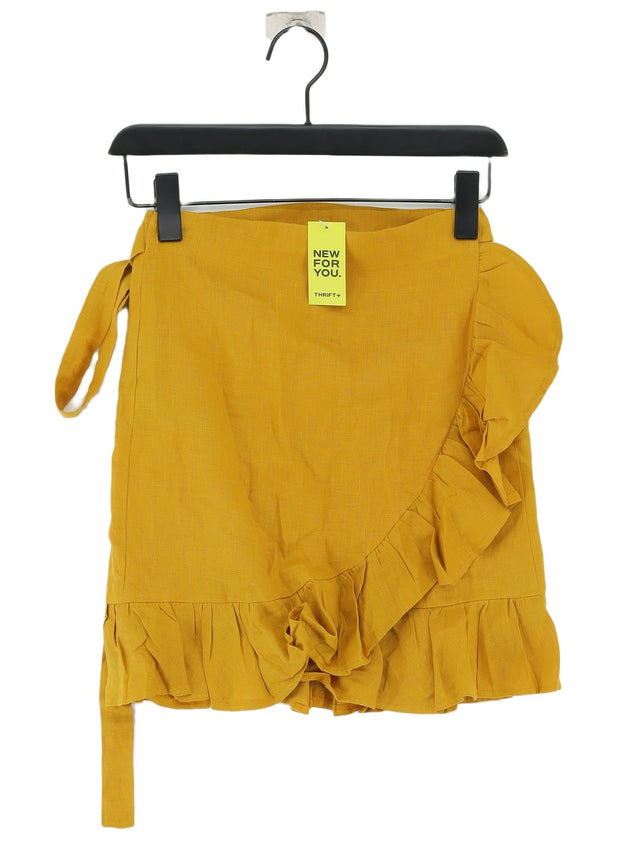Posse Women's Midi Skirt M Yellow 100% Linen