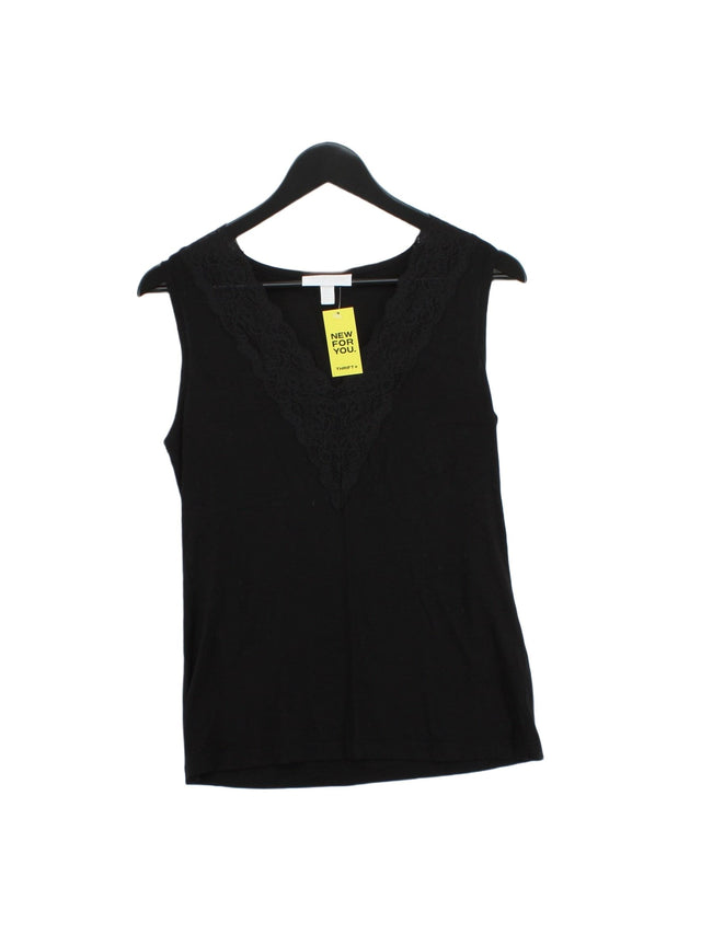 The White Company Women's T-Shirt UK 12 Black Other with Elastane, Polyamide