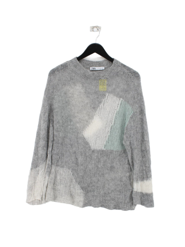 Zara Women's Jumper S Grey Polyamide with Wool