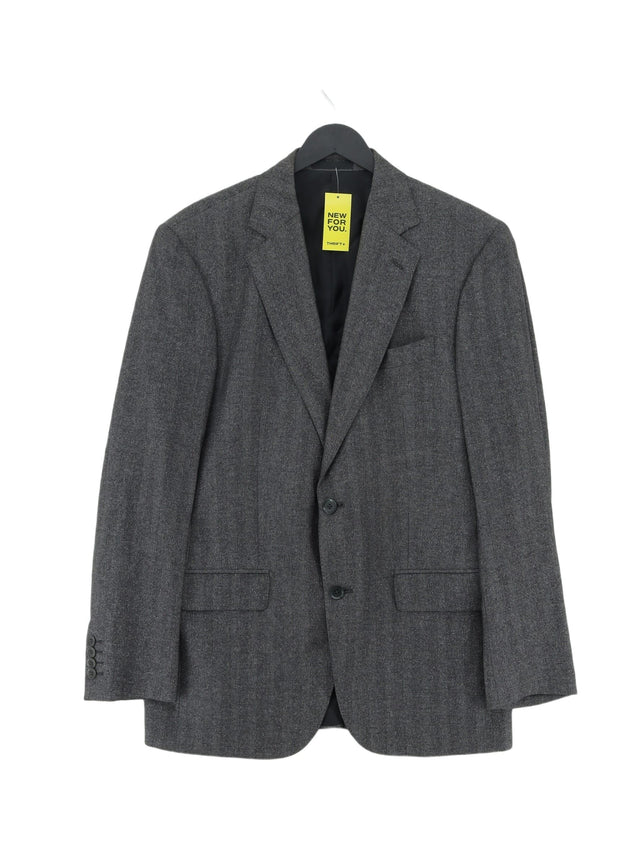 Savile Row Men's Blazer Chest: 40 in Grey Wool with Silk