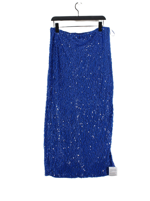 Topshop Women's Maxi Skirt UK 14 Blue Polyester with Elastane