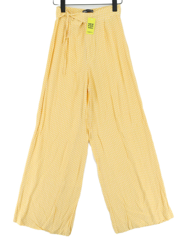 Zara Women's Suit Trousers XS Yellow 100% Viscose