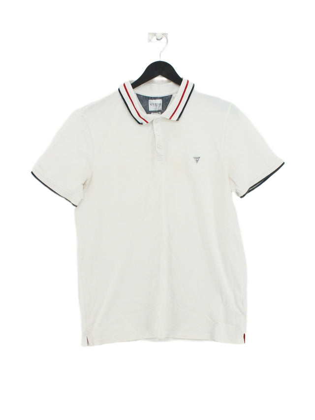 Guess Men's Polo M White Cotton with Spandex