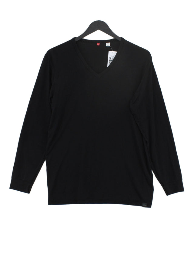 HEATTECH Men's T-Shirt M Black Acrylic with Polyester, Viscose