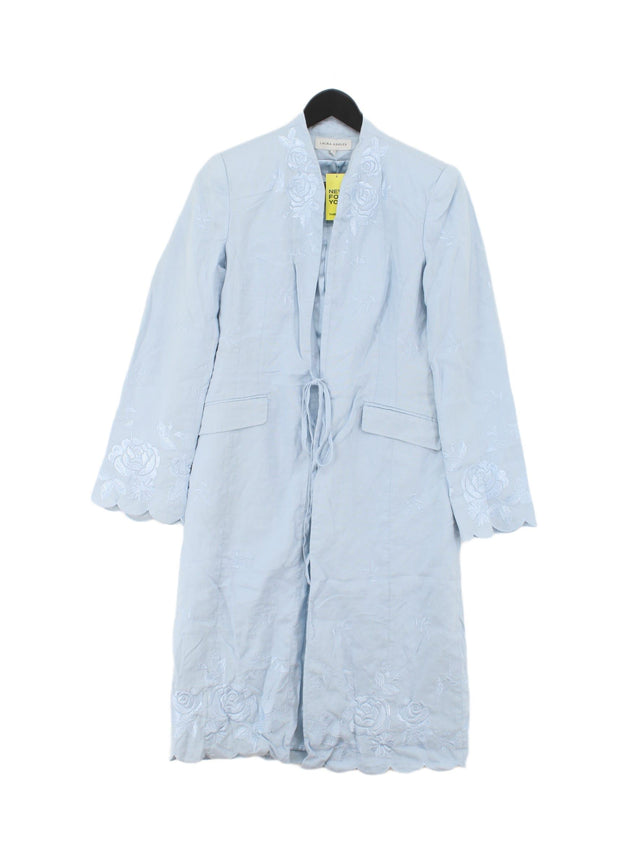 Laura Ashley Women's Cardigan UK 10 Blue Linen with Polyester