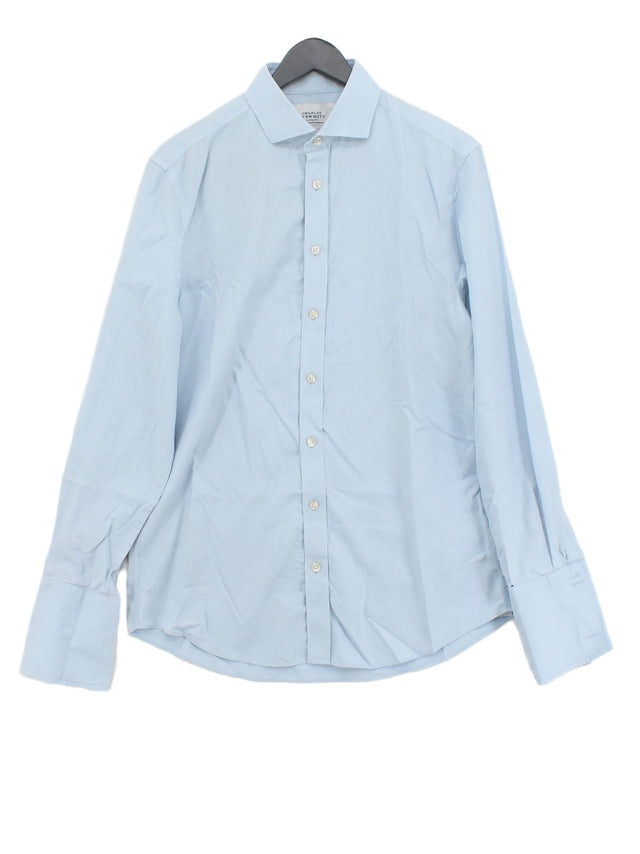 Charles Tyrwhitt Men's Shirt Collar: 15.5 in Blue 100% Cotton