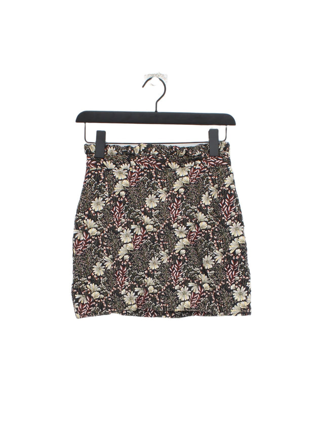 Topshop Women's Midi Skirt UK 6 Multi Polyester with Cotton, Elastane
