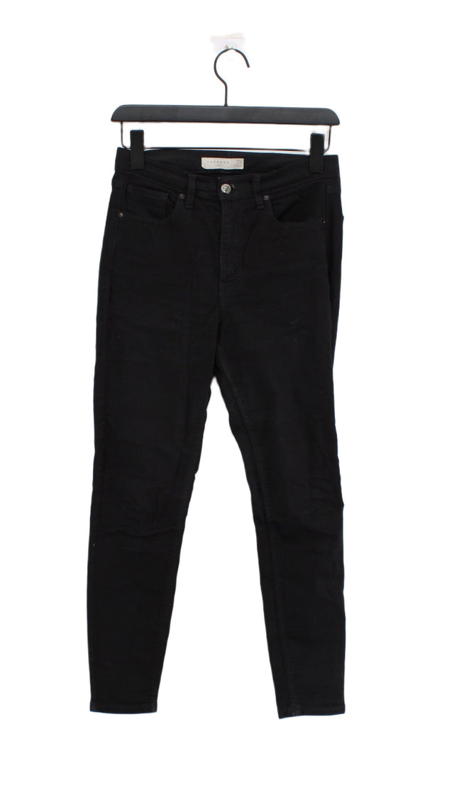Topshop Women's Jeans W 28 in Black Cotton with Elastane, Polyester