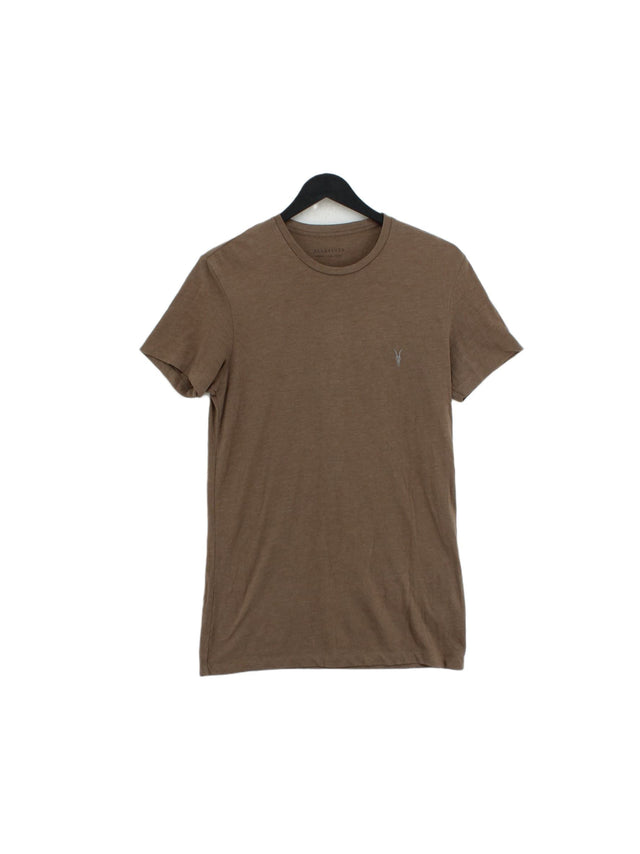 AllSaints Men's T-Shirt XS Brown Cotton with Polyester