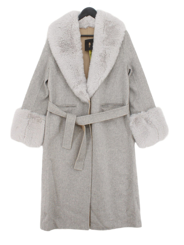 Maje Women's Coat UK 12 Grey Wool with Polyamide, Polyester