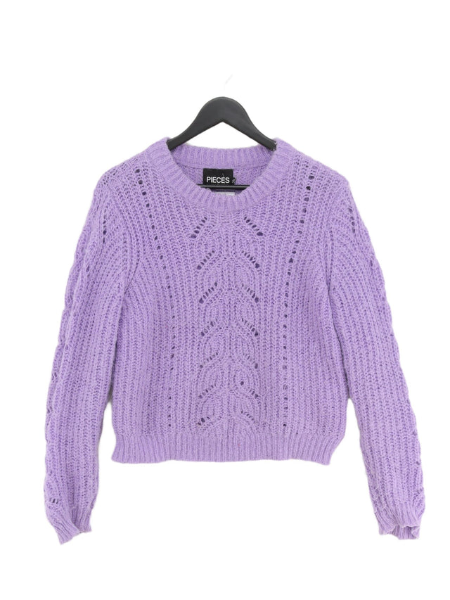 Pieces Women's Jumper S Purple Polyester with Cotton