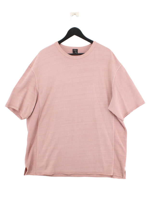 Bershka Men's T-Shirt XL Pink 100% Cotton