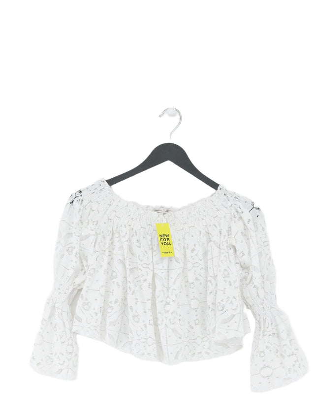 Zara Women's Top S White Cotton with Nylon