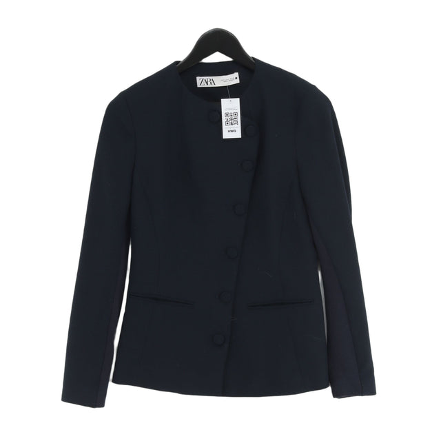 Zara Women's Jacket S Blue Polyester with Cotton, Elastane, Polyamide, Viscose