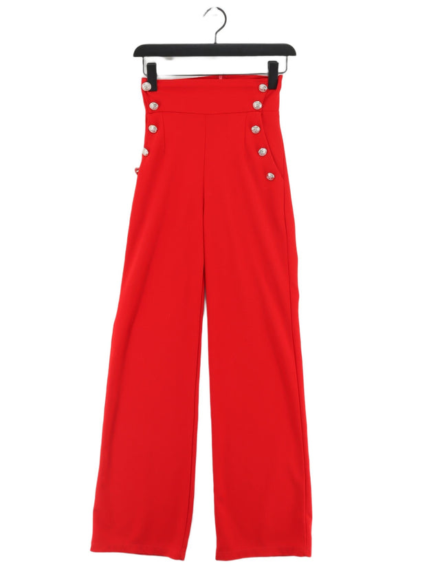 Quiz Women's Trousers UK 6 Red Polyester with Elastane