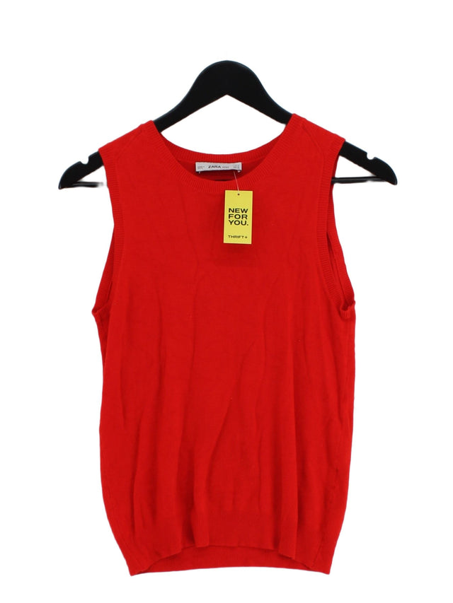 Zara Knitwear Women's Jumper M Orange Viscose with Elastane, Nylon
