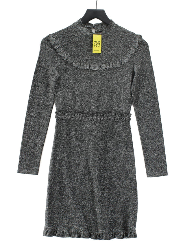 Maje Women's Midi Dress UK 8 Silver Polyamide with Elastane, Other, Polyester