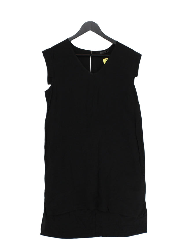 AllSaints Women's Midi Dress UK 12 Black Viscose with Silk