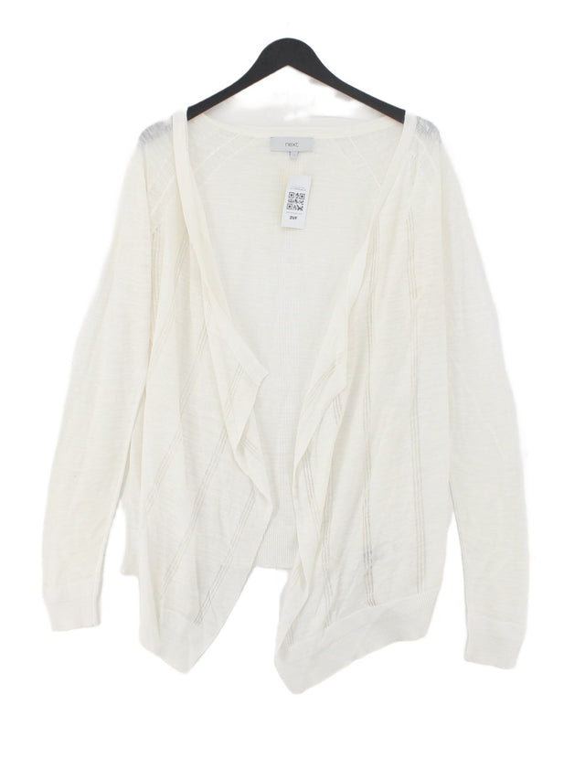 Next Women's Cardigan UK 12 Cream Acrylic with Linen