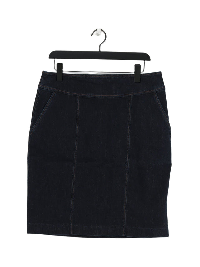 Pure Collection Women's Midi Skirt UK 16 Blue Cotton with Elastane, Polyamide