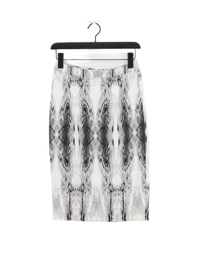 Mint Velvet Women's Midi Skirt UK 8 White Cotton with Elastane, Polyester