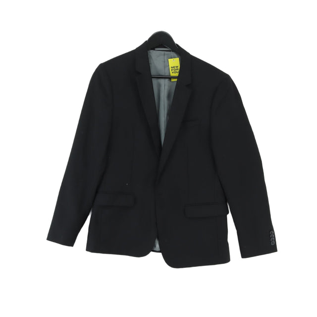 River Island Men's Blazer Chest: 38 in Black Polyester with Viscose