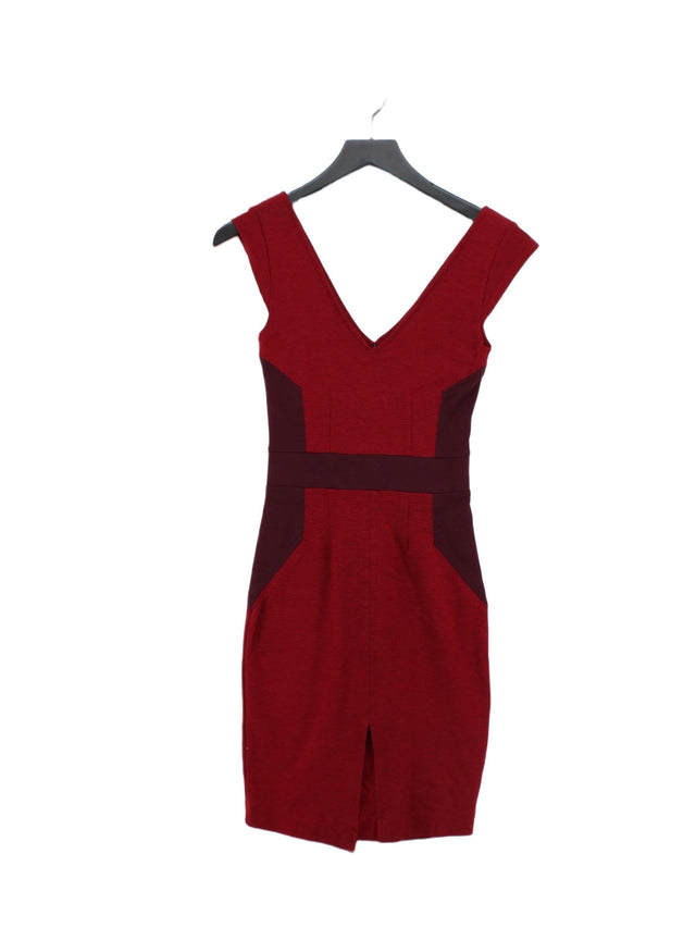 French Connection Women's Midi Dress UK 8 Red Viscose with Elastane, Polyamide