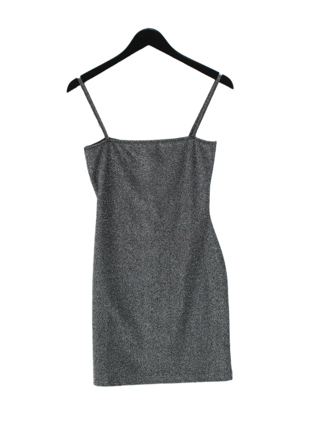 Collusion Women's Mini Dress UK 8 Silver Polyester with Elastane, Nylon