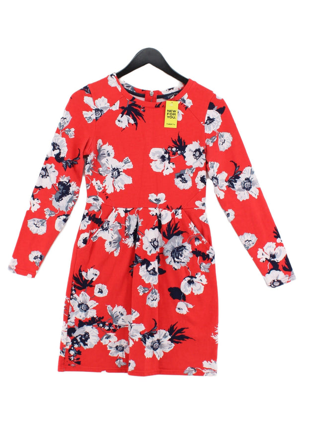 Joules Women's Midi Dress UK 8 Red 100% Cotton