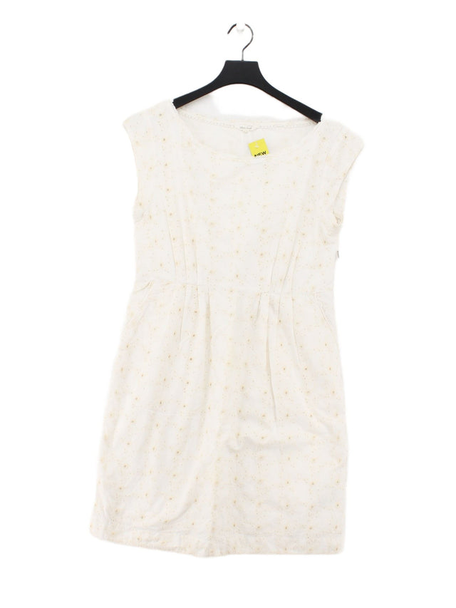 White Stuff Women's Midi Dress UK 12 Cream Cotton with Linen