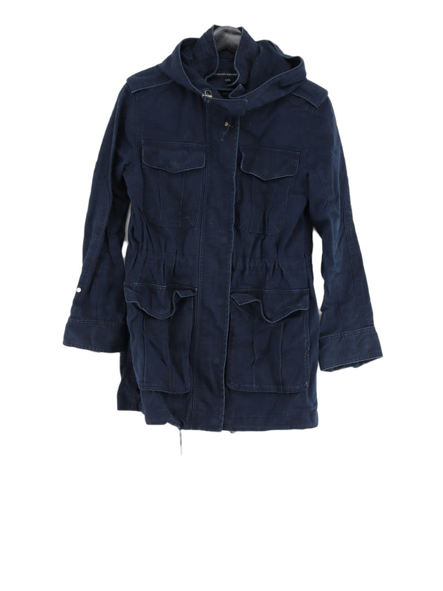 French Connection Women's Jacket UK 8 Blue 100% Cotton