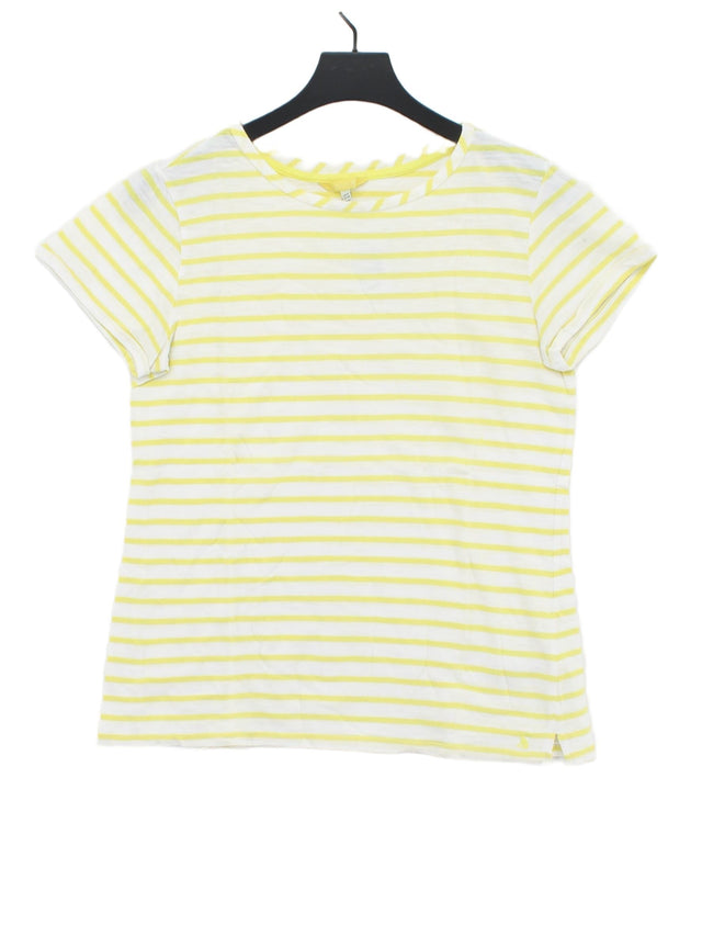 Joules Women's T-Shirt UK 12 Yellow 100% Cotton