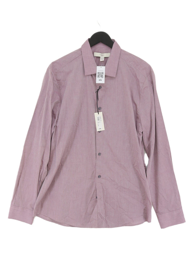 River Island Men's Shirt L Purple 100% Cotton