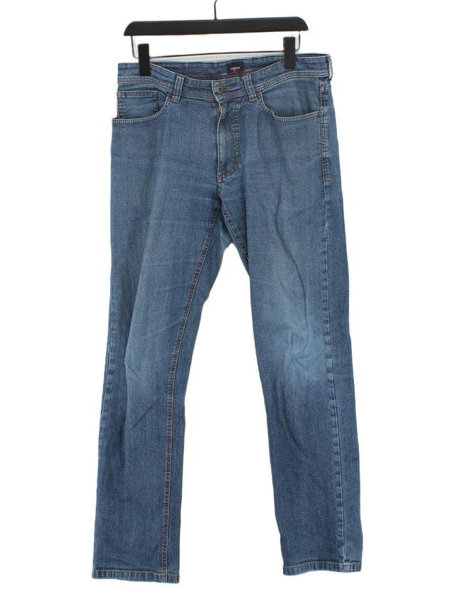 Hattric Men's Jeans W 32 in; L 32 in Blue Cotton with Elastane