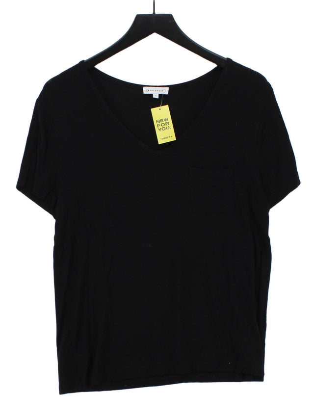Warehouse Women's T-Shirt UK 10 Black Viscose with Elastane