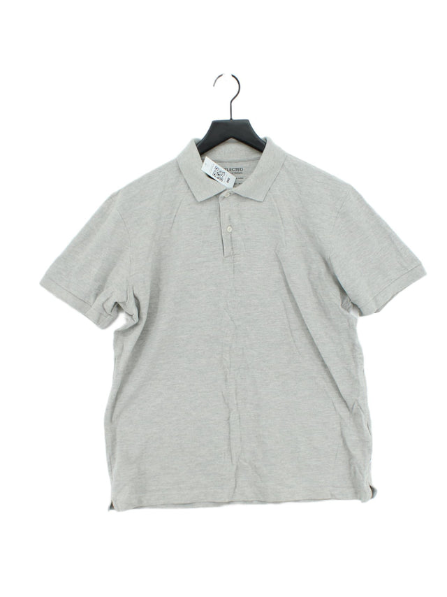 Selected Homme Men's Polo XL Grey Cotton with Viscose
