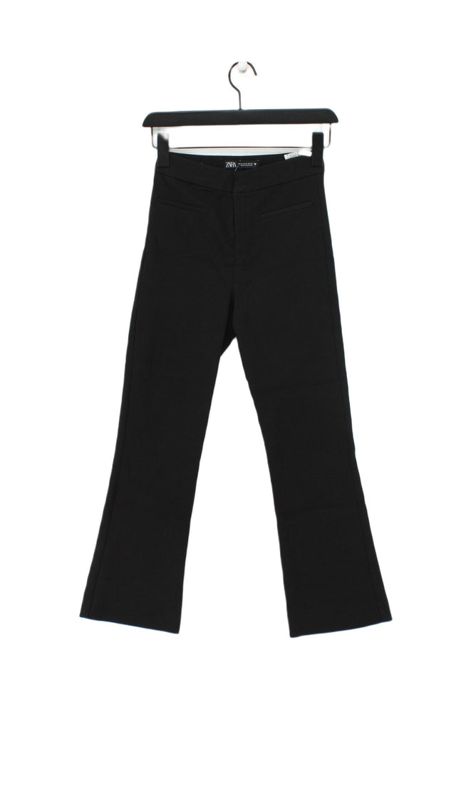 Zara Women's Suit Trousers XS Black Cotton with Elastane, Polyester