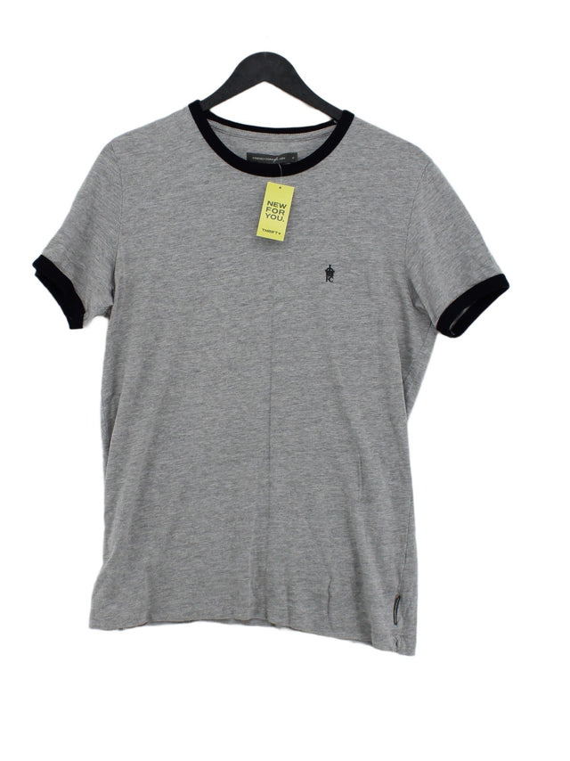 French Connection Men's T-Shirt M Grey Cotton with Viscose
