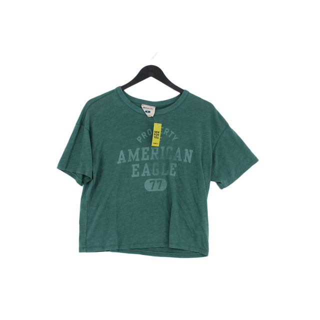 American Eagle Outfitters Women's T-Shirt S Green Cotton with Polyester, Viscose