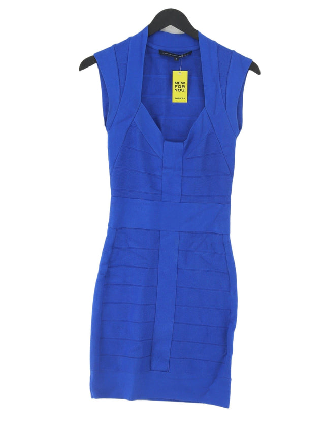 French Connection Women's Midi Dress UK 6 Blue Viscose with Elastane, Polyamide