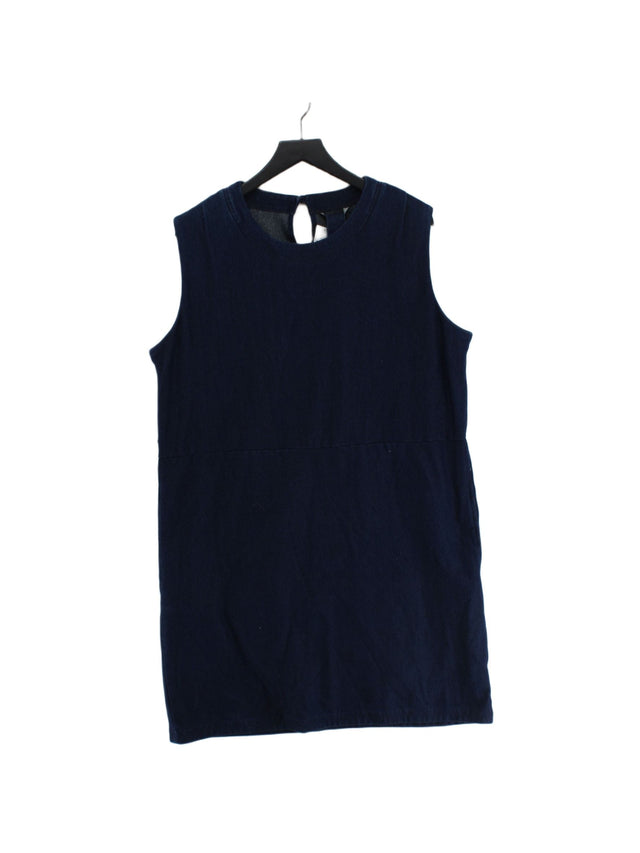 Next Women's Midi Dress UK 18 Blue Cotton with Elastane, Polyester