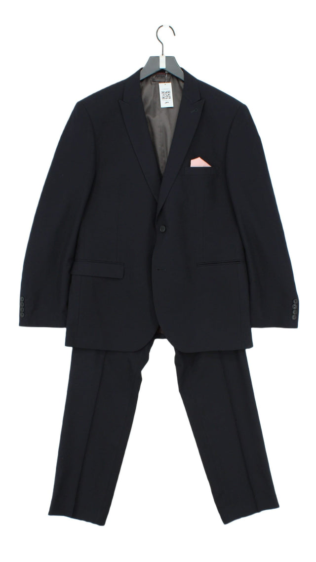 Next Men's Two Piece Suit Chest: 44 in; Waist: 34 in Blue Polyester with Viscose