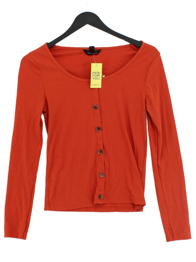 New Look Women's T-Shirt UK 10 Orange Polyester with Cotton