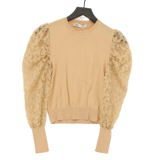 Zara Women's Jumper S Tan 100% Polyester