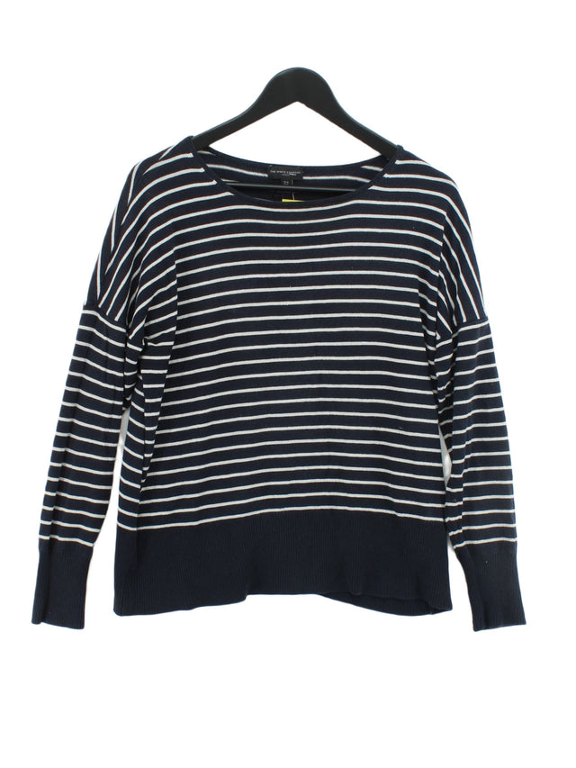 The White Company Women's Jumper UK 14 Blue Cotton with Lyocell Modal, Wool