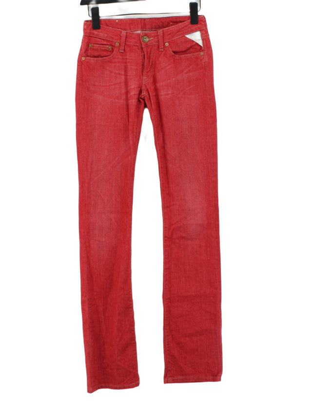 Replay Women's Jeans W 25 in Red Cotton with Elastane