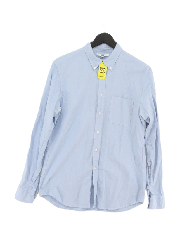 Uniqlo Men's Shirt M Blue 100% Cotton