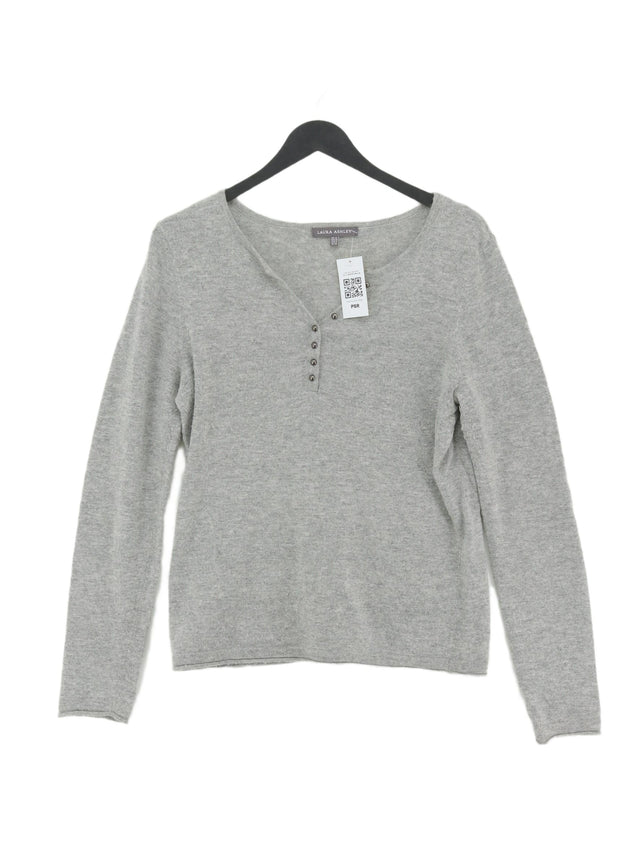 Laura Ashley Women's Jumper UK 12 Grey Viscose with Cashmere, Polyamide, Wool